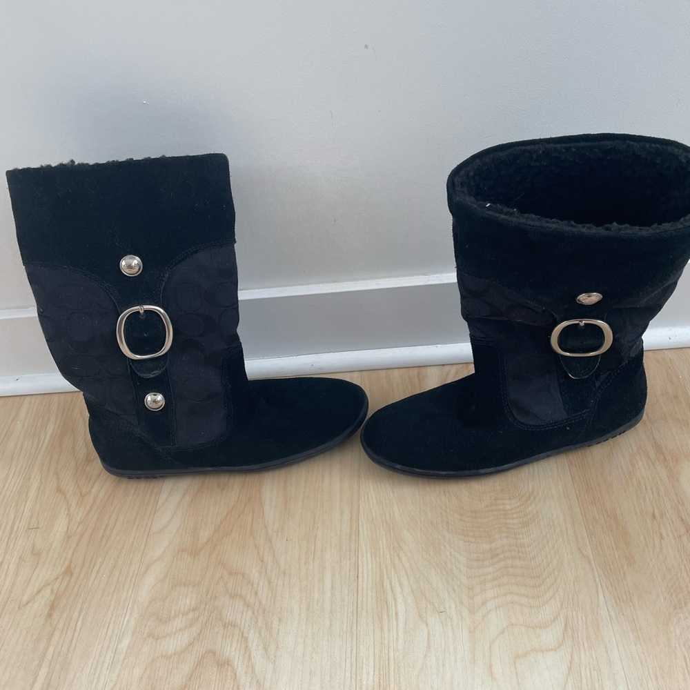 Coach Meyer Black Suede Boots